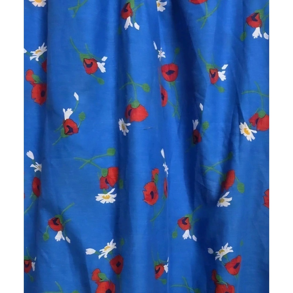 Vintage 60s 70s Blue Floral House Dress Nightgown Poppy Daisy Lace Plus Size